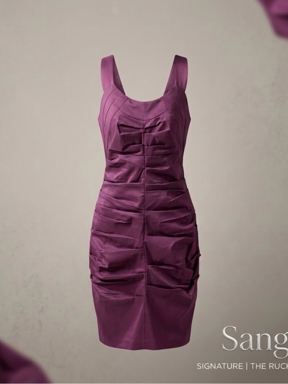 NWOT Signature By Sangria Purple Scrunched Party Dress - S 6